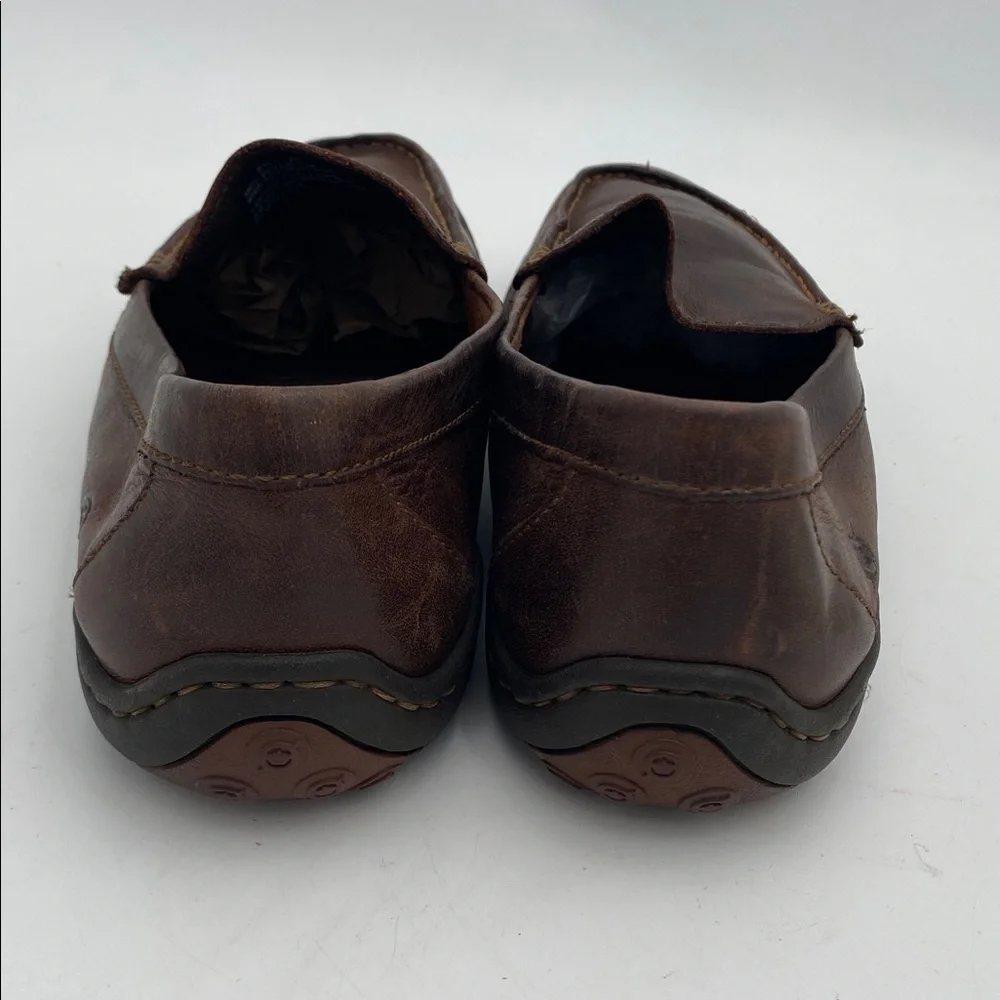 Born Dark Brown Leather Slip-On Loafers mens 8.5 slip on casual retro